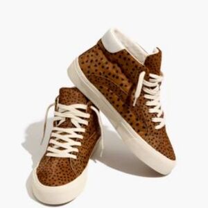 Madewell Sidewalk High-Top Sneakers in Spot Dot Calf Hair Size 9